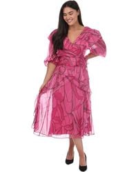 Ted Baker - Victoir Pinafore Jurk Met Ruches In Roze - Lyst