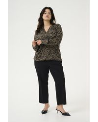 Kaffe - Blouse Met Lange Mouwen Regular Fit Brown/black Flower Print Floral - Lyst