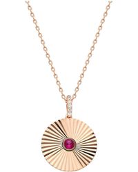 dKeniz - Anhänger Mit Kette Coin 925/- Sterling Silber Vergoldet Rot Zirkonia Rot - Lyst