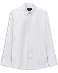 Bugatti - Herren Satijnen Overhemd Met Minimale Print - Lyst