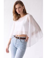 MixRay - Loose Chiffon Crew Neck Blouse - Lyst