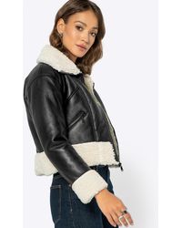 Wittchen - Korte Zwarte Leren Jas Met Bont - Lyst
