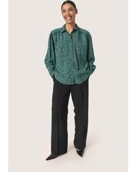 Soaked In Luxury - Overhemd Met Lang Mouwen Regular Fit Bottle Green Square Print - Lyst