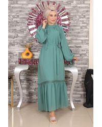 Moda Mihram - Abendkleid Aus Chiffon Mit Spitze - Lyst