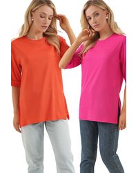 Bigdart - Textured Crew Neck Short Sleeve T-Shirt - Lyst