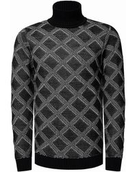 Rusty Neal - Grobstrick Mit Karomuster Rollkragen-Pullover - Lyst