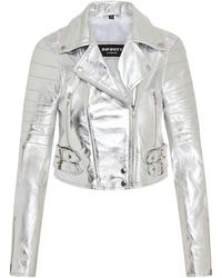 Infinity Leather - Cropped Brando Biker Jacket-Damascus Lamb Leather - Lyst