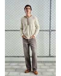 Giesto - Striped Button Collar Long Sleeve T-Shirt - Lyst