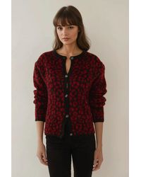Hiccup - Relaxed Fit Leopard Print Knitted Cardigan - Lyst
