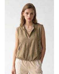 MixRay - Woven Poplin Waistcoat With Zip Front - Lyst