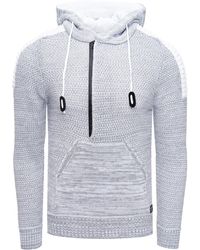 Rusty Neal - 1/2 Zip Grobstrick Kontrast Kapuzen-Pullover - Lyst