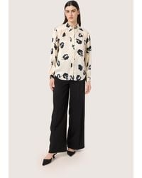 Soaked In Luxury - Overhemd Met Lang Mouwen Regular Fit Black And White Flower Print - Lyst