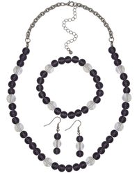 Steuer - Modeschmuck Set Collier Armband Ohrhaken Metall 56Am Amethyst - Lyst