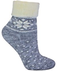 Sock Snob - Ladies Wool Bed Socks With Fairisle Design - Lyst