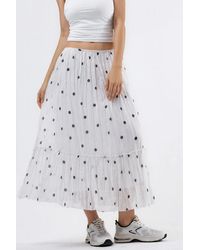 Busem - High Waist Polka Dot Maxi Skirt With Frills - Lyst