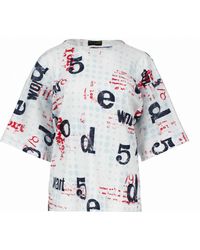 Conquista - Oversized Katoenen T-shirt Met Ripstop-print En Elleboogmouwen - Lyst