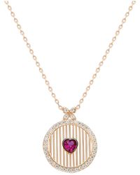 dKeniz - Anhänger Mit Kette Herz 925/- Sterling Silber Vergoldet Rot Zirkonia Weiß - Lyst