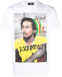 DSquared² - Cool Fit Bob Marley Logo Wit T-shirt - Lyst