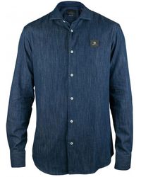 Philipp Plein - Diamond Cut Ls Skull Overhemd Blauw - Lyst