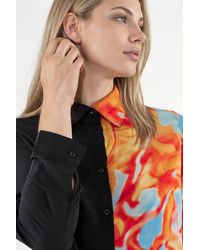 Msn-Collection - Abstract Print Button-Front Shirt - Lyst