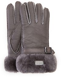 Australia Luxe - Stulpenhandschuhe Aus Leder, Graue Handschuhe - Lyst