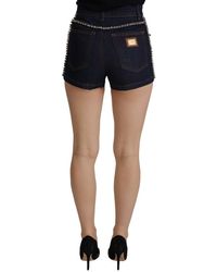 Dolce & Gabbana - Crystal Embellished Denim Shorts Voor Dames - Lyst