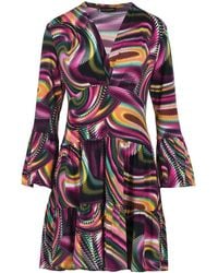 Conquista - Print Mulberry Jersey Tiered Dress - Lyst