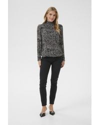 Kaffe - Blouse Met Lange Mouwen Regular Fit/Turtledove Graphic Dot - Lyst