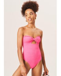 Gini London - Twist Front Textured Swimsuit - Lyst