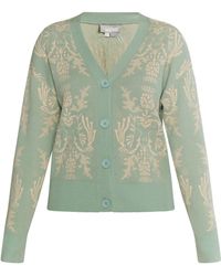 Usha - Gebreid Vest Munt Crème - Lyst