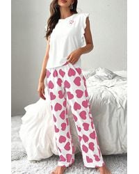 Azura Exchange - Heart Print Pajama Set - Lyst