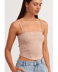 Dilvin - Ribbed Square-Neck Crop Top - Lyst