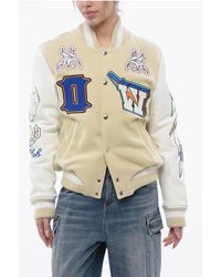 Off-White c/o Virgil Abloh - Padded Bomber Thunderbolt With Leather Sleeves And All-Over - Lyst