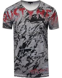 Rusty Neal - T-shirt Met V-hals In Strassontwerp - Lyst