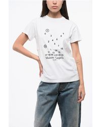 Maison Margiela - Mm1 Mm10 Katoenen T-shirt Met Ronde Hals En Contrasterend Monogram In Zwart En Wit - Lyst