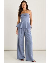 Gini London - Bardot Stripe Peplum Top - Lyst