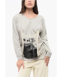 Maison Margiela - Mm1 Mm10 Sweatshirt Met Ronde Hals En 2 Knopen In Grijs - Lyst
