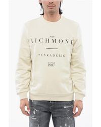 John Richmond - Geborsteld Katoenen Sweatshirt Met Ronde Hals En Logoprint - Lyst