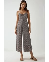 Hiccup - Wide Leg Floral Knitted Jumpsuit With V-Neck - Lyst