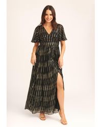 Gini London - Stripe Foil Angel Sleeves Maxi Dress - Lyst