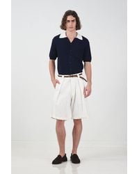Giesto - High Waist Wide Leg Cotton Chino Shorts - Lyst