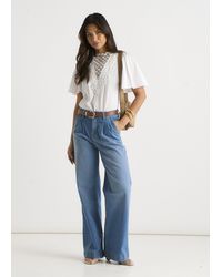 Gini London - Pleat Wide Leg Jean - Lyst