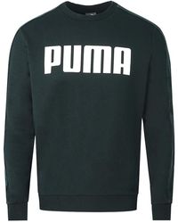 PUMA - Velvet Taped Logo Black Sweatshirt - Lyst