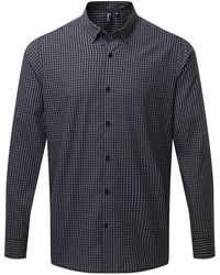PREMIER - Maxton Checked Long-Sleeved Shirt (Steel/ - Lyst