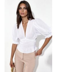 Busem - Fitted Chiffon V-Neck Blouse - Lyst