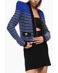 Balmain - Gestreept Vest Versierd Met Pailletten In Blauw, Zwart - Lyst