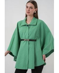 Bigdart - Belted Tweed Cape Coat - Lyst
