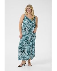 Kaffe - Jurk A-shape Teal Leopard Print - Lyst