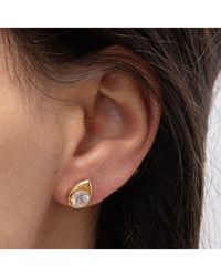 Zeeme - Basic Ohrringe Silber 925 Vergoldet Tropfen-Form Mit Zirkonia Weiß - Lyst