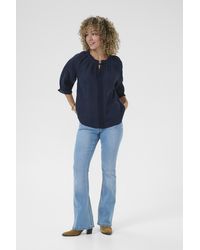 Cream - Kurzarm-Bluse Regular Fit Dark - Lyst